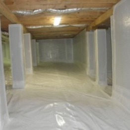 Basement encapsulation at a house in Wilmette, Illinois