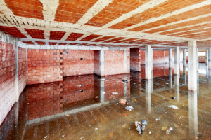 Flooded basement of a house in Oak Park, Illinois