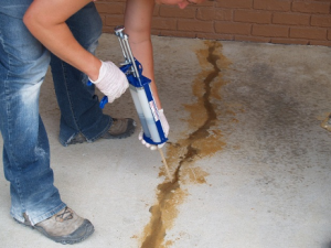Repairing a crack in a home foundation in Glenview, Illinois