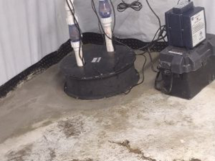 Sump pump in the basement of a house in Lake Forest, Illinois