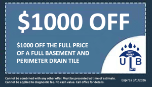 $1000 Off the Full Price of a Full Basement and Perimeter Drain Tile