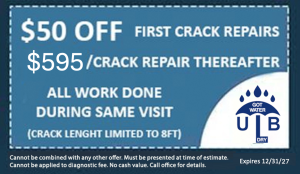 $50 Off First Crack Repairs, $595/Crack Repairs Thereafter